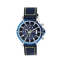 excellanc elite design 92900220003 montre à quartz pour homme avec chronographe et date en cuir bleu, bleu