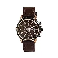 excellanc elite design 92900220002 montre à quartz pour homme avec chronographe et date marron, marron