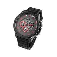 excellanc elite 92900219004 montre chronographe à quartz pour homme noir/rouge en cuir véritable analogique date, noir