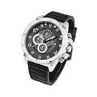 excellanc elite 92900219001 montre chronographe pour homme en cuir véritable analogique avec date noir/argenté, noir