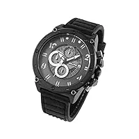 excellanc elite 92900219003 montre chronographe pour homme en cuir véritable analogique avec date noir/argenté, noir