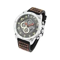 excellanc elite 92900219002 montre chronographe pour homme en cuir véritable analogique avec date anthracite argent, noir