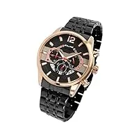 elite 92800085001 montre élégante pour homme en acier inoxydable avec chronographe et date noir, noir