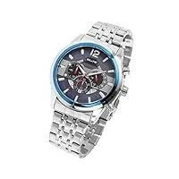 elite 92800085003 montre élégante pour homme en acier inoxydable avec chronographe et date bleu/argenté, bleu