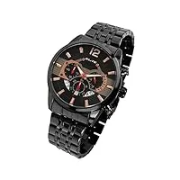 elite 92800085002 montre élégante pour homme en acier inoxydable avec chronographe et date noir, noir