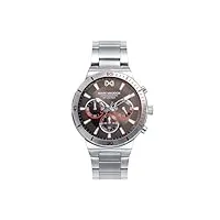 mark maddox hm0147-17 montre chronographe pour homme - acier, marron, 42 mm, 10 bars, argent métallique, sportif