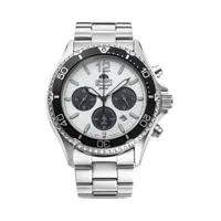 montre orient mako light charged chronograph white