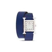 hermès pre-owned montre heure h double tour 30 mm pre-owned (2017) - bleu