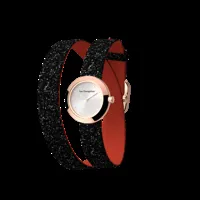 reversible black glitter / red watch, l'absolue round watch case, rose gold finish