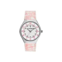 montre fille lulucastagnette mini star - bracelet blanc et rose