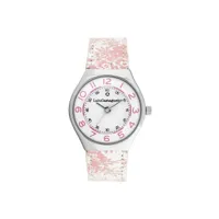 montre fille lulucastagnette mini star - bracelet blanc et rose